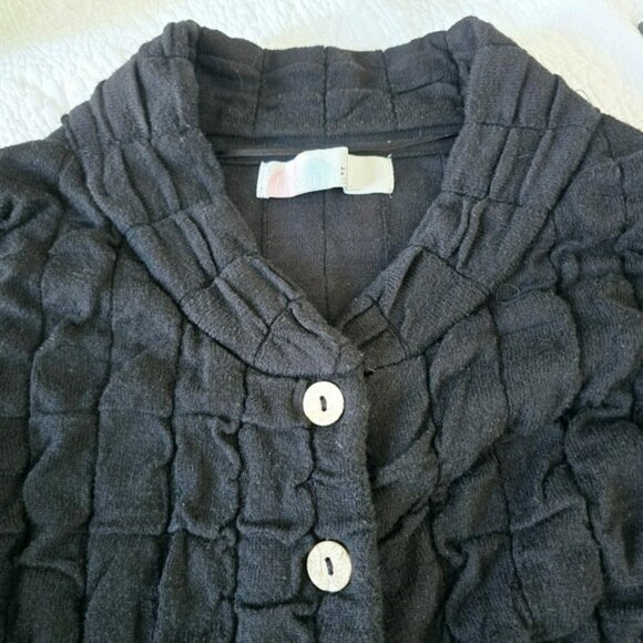 Free People Beach Women’s Cardigan Top Size Small Black Textured Cork Buttons - Picture 3 of 13